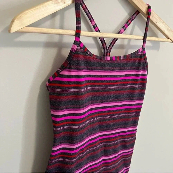 Lululemon Power  Y Tank Top Pink And Gray Stripe - Picture 6 of 10